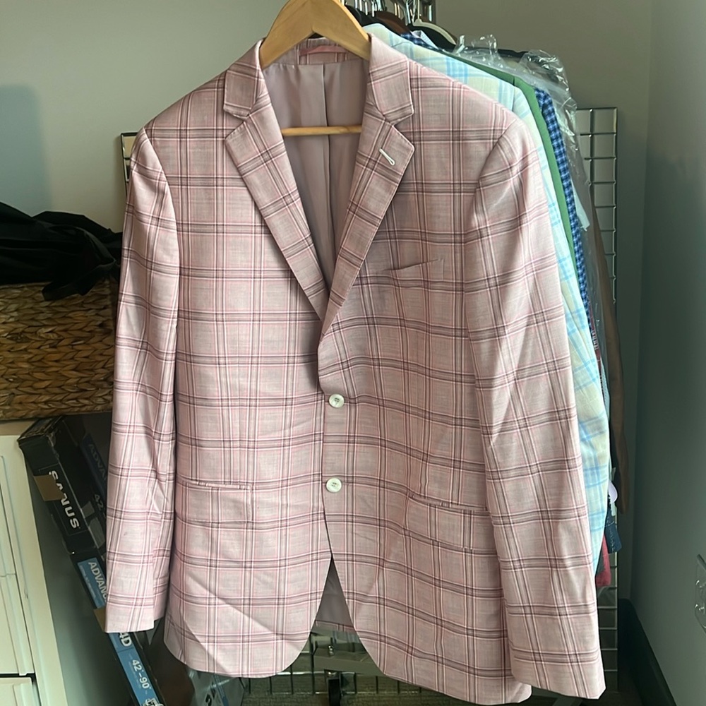 Men’s Custom light pink plaid  sportcoat jacket